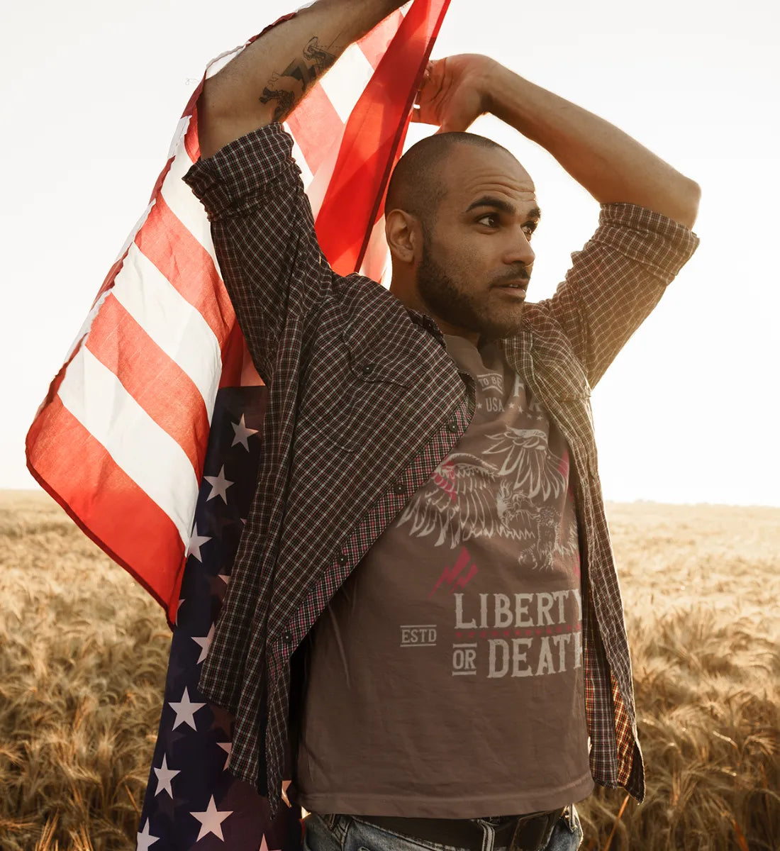 Born To Be Free - USA - Liberty Or Death - American Eagle - Herren Shirt
