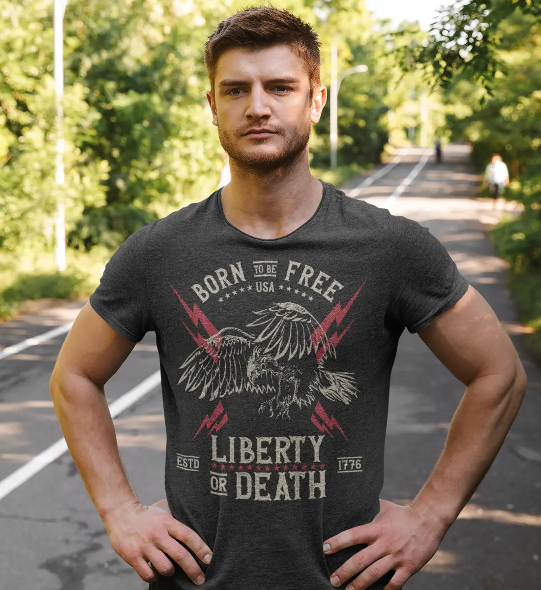Born To Be Free - USA - Liberty Or Death - American Eagle - Herren Shirt