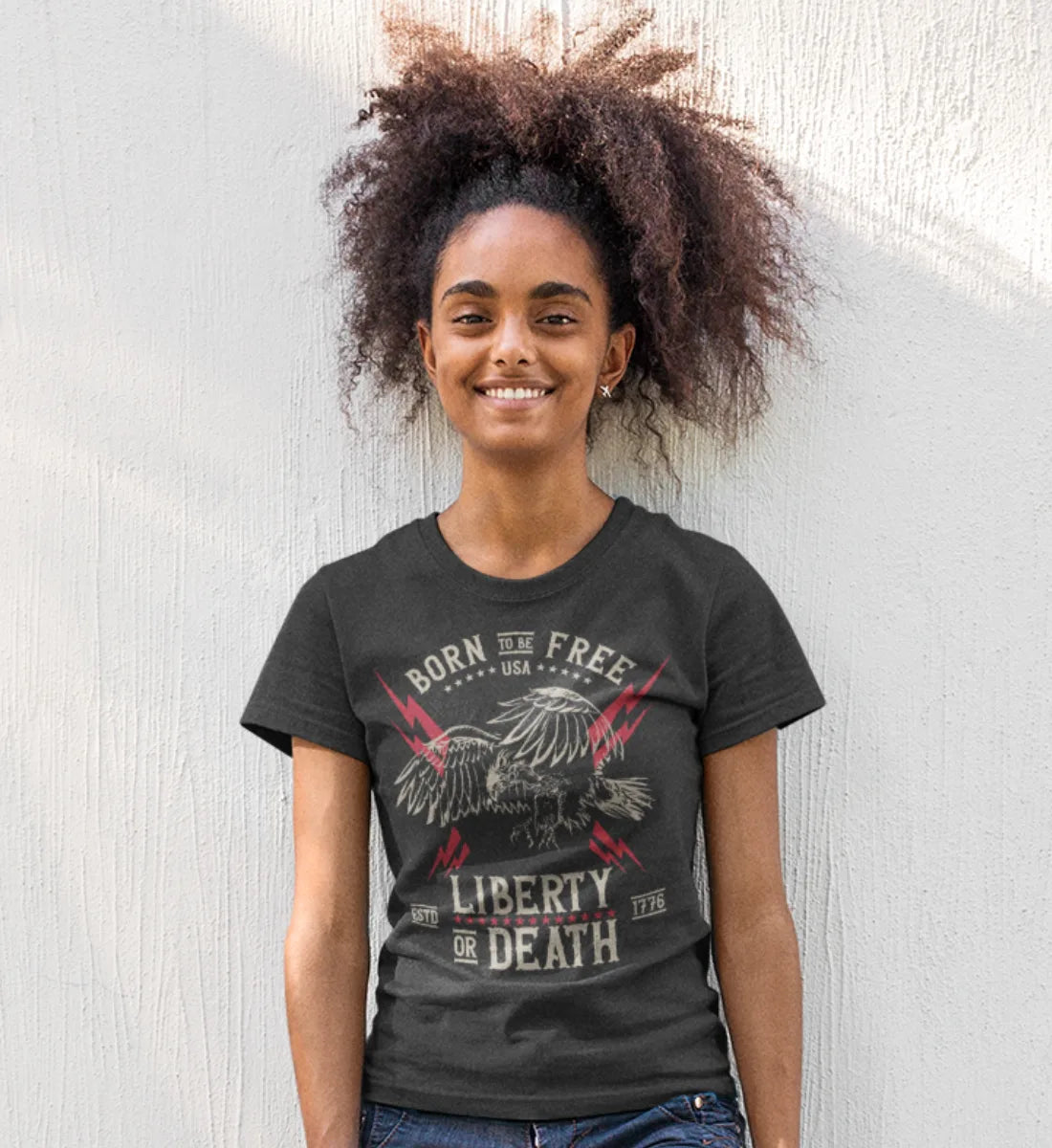 Born To Be Free - USA - Liberty Or Death - American Eagle - Damen Premium Organic Shirt