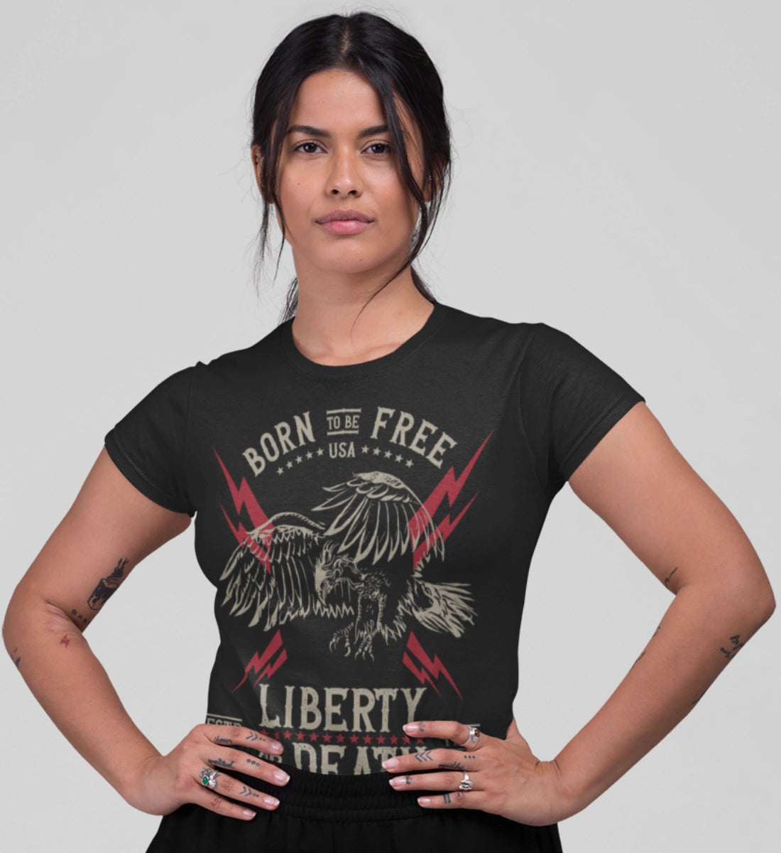 Born To Be Free - USA - Liberty Or Death - American Eagle - Damenshirt