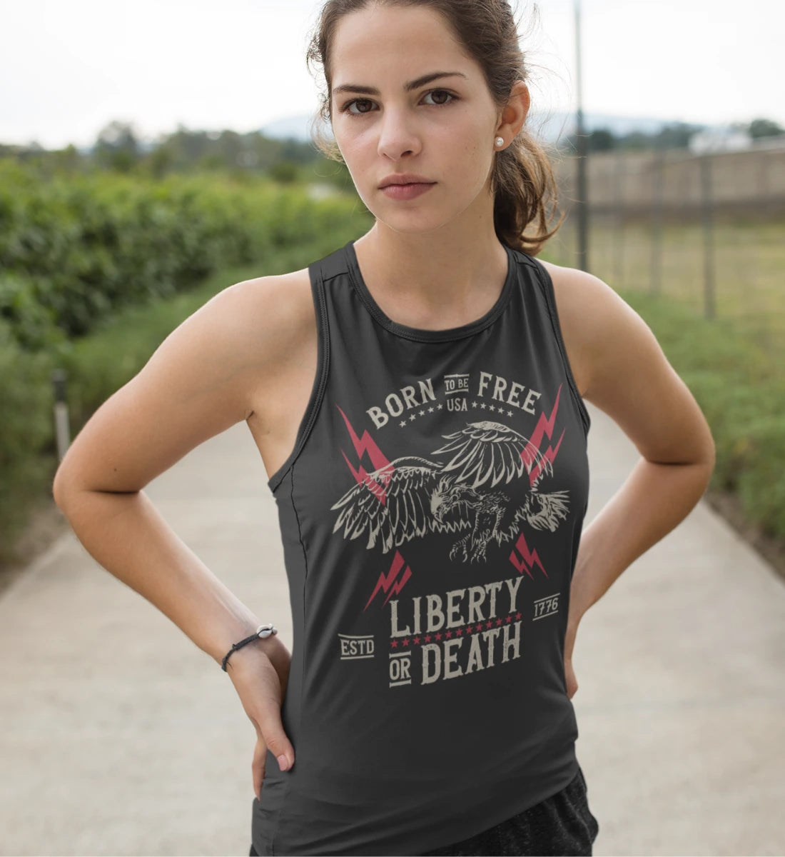 Born To Be Free - USA - Liberty Or Death - American Eagle - Damen Premium Organic Tanktop ST/ST