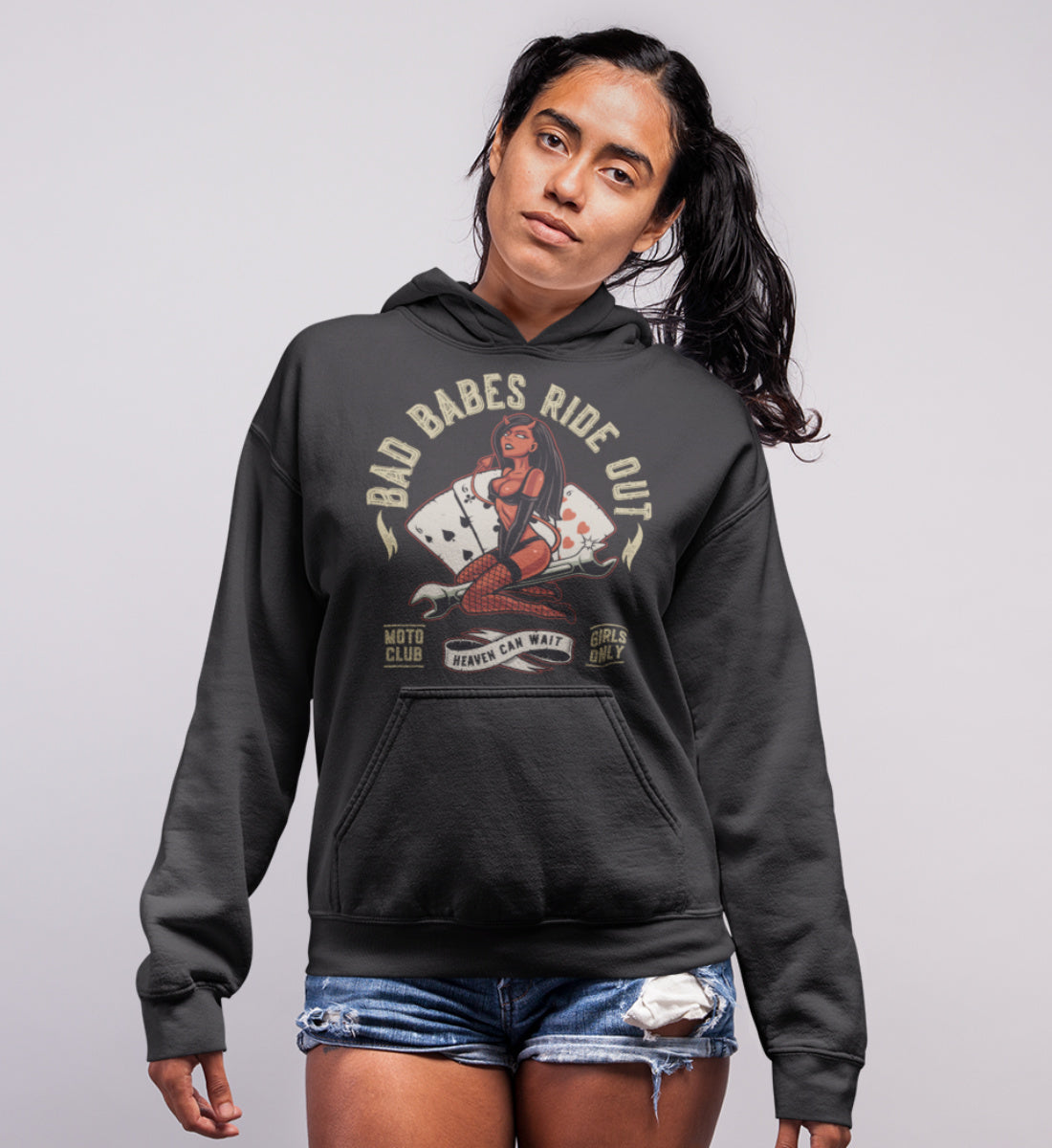 Bad Babes Ride Out - Moto Club - Heaven Can Wait - Damen Organic Hoodie ST/ST