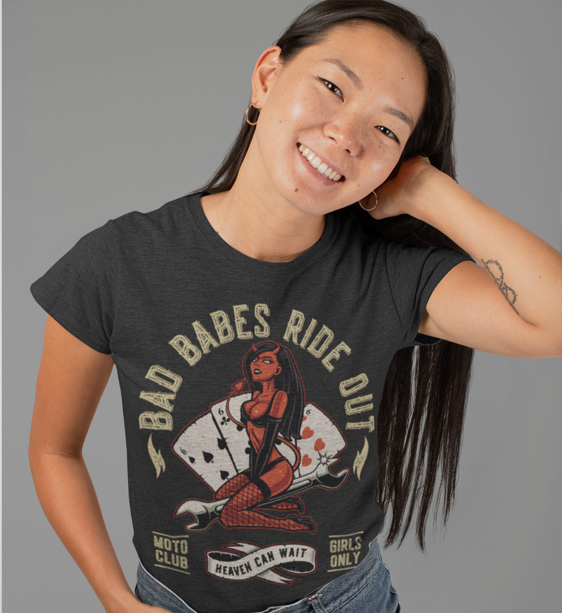 Bad Babes Ride Out - Moto Club - Heaven Can Wait - Damenshirt