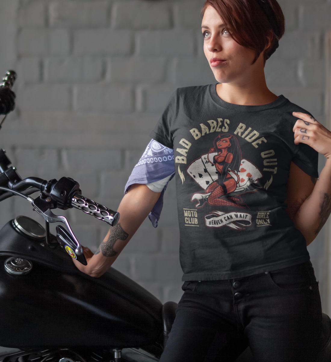 Bad Babes Ride Out - Moto Club - Heaven Can Wait - Damen Premium Organic Shirt