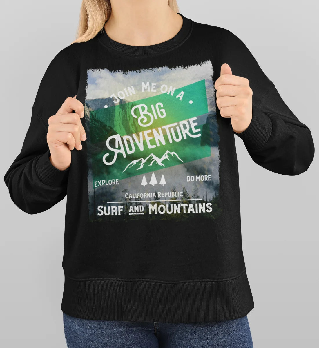 Big Adventure California - Surf & Mountains - Unisex Organic Sweatshirt ST/ST