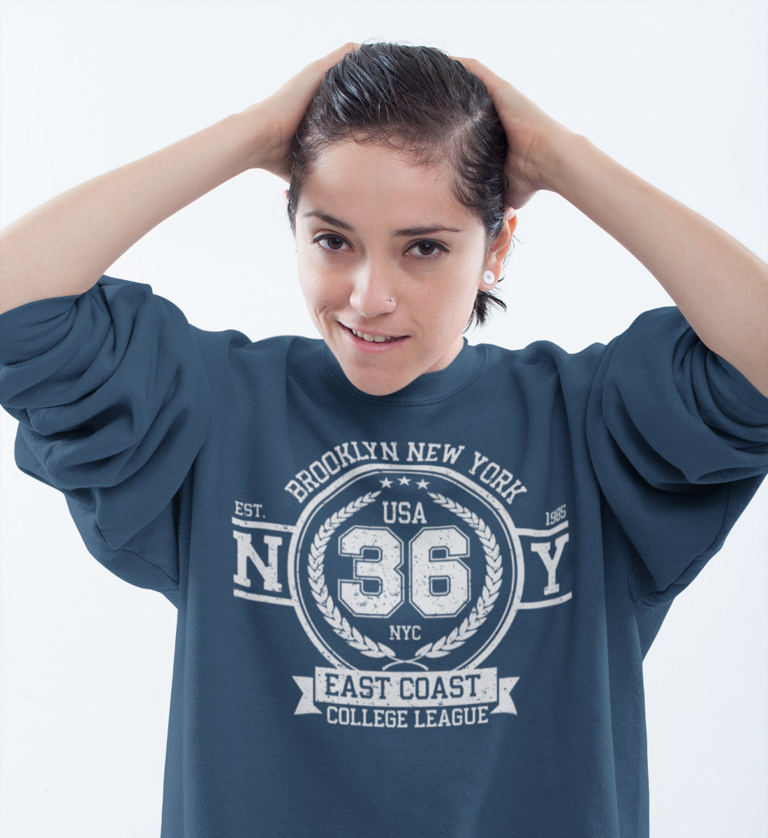 Brooklyn New York College League Vintage Denim - Unisex Organic Sweatshirt ST/ST