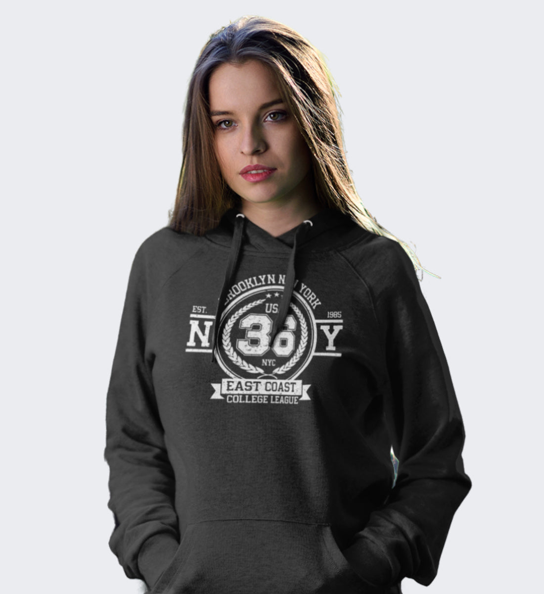 Brooklyn New York College League Vintage Denim - Damen Organic Hoodie ST/ST