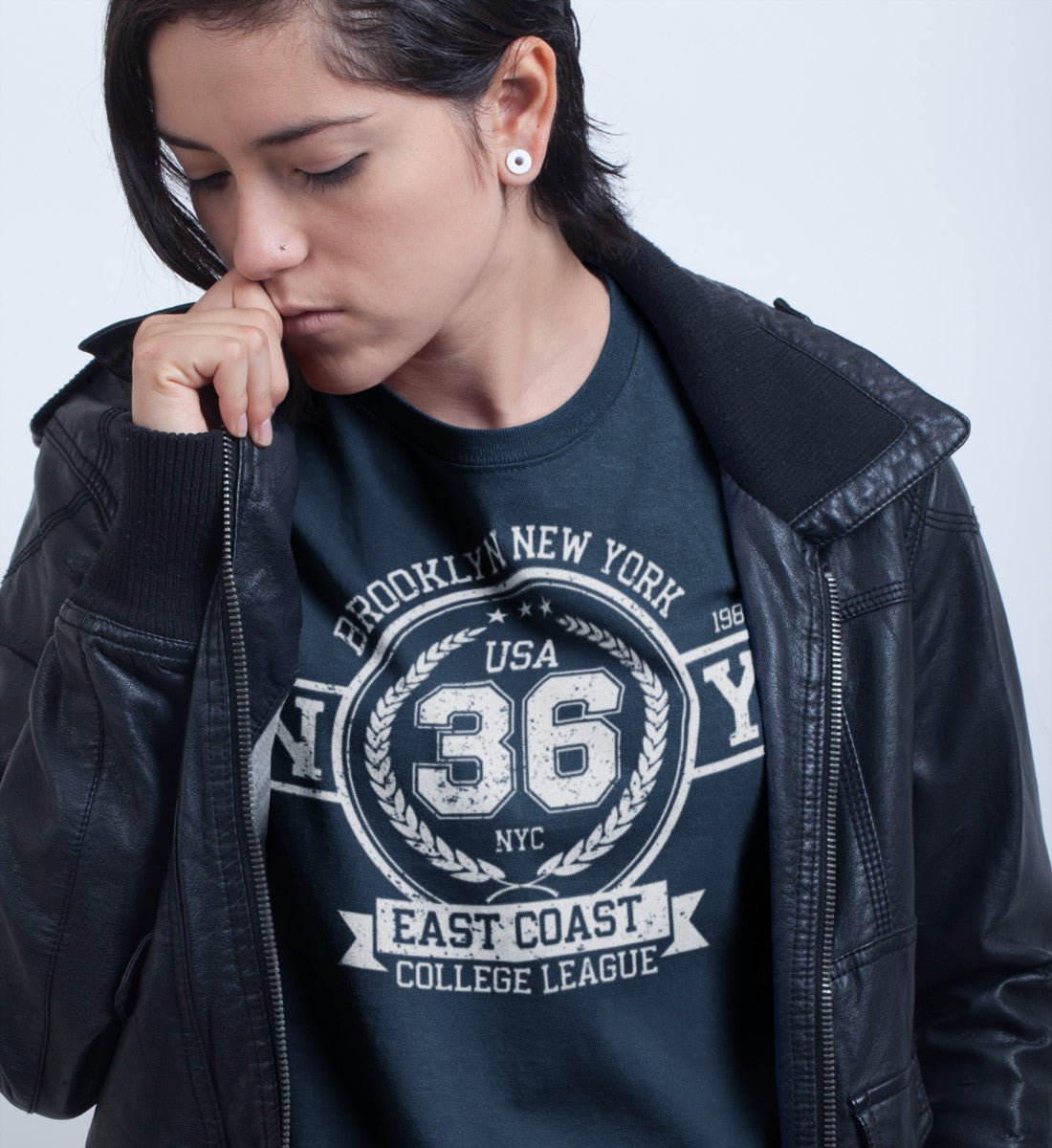 Brooklyn New York College League Vintage Denim - Damenshirt