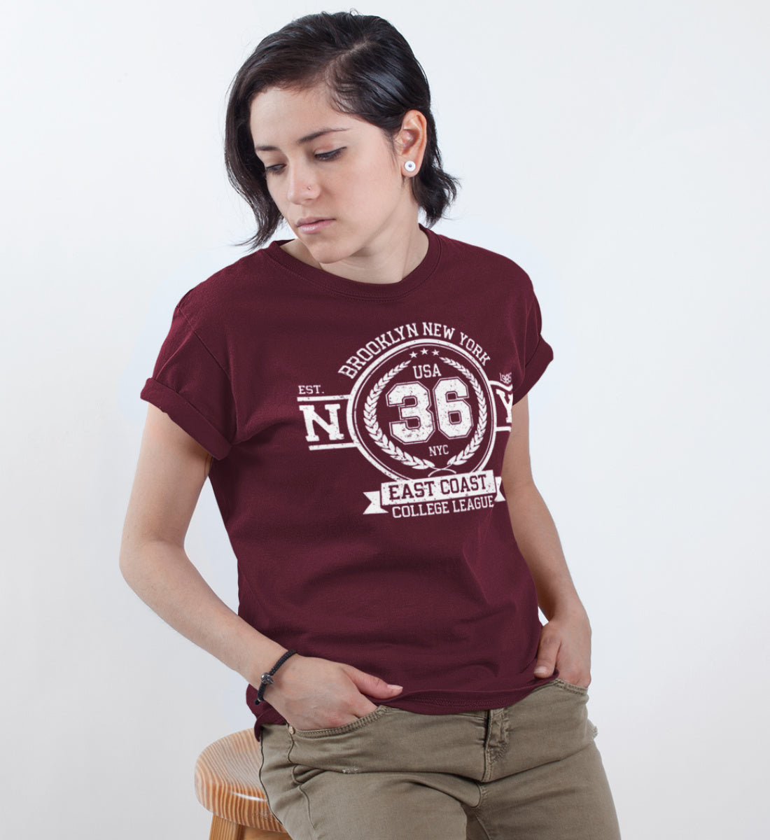 Brooklyn New York College League Vintage Denim - Damenshirt