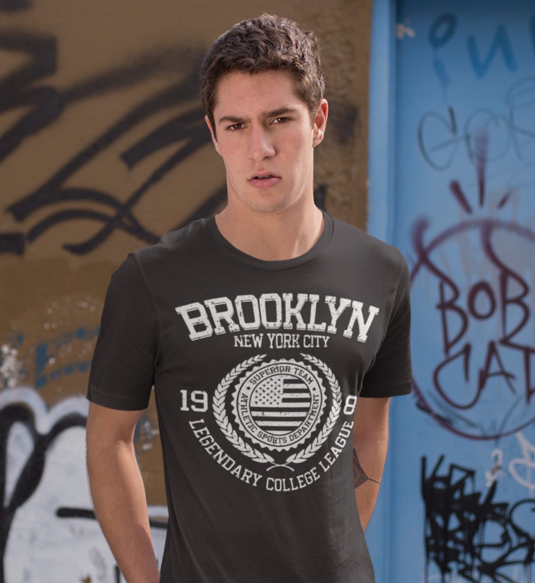Brooklyn New York USA College League Design - Herren Shirt