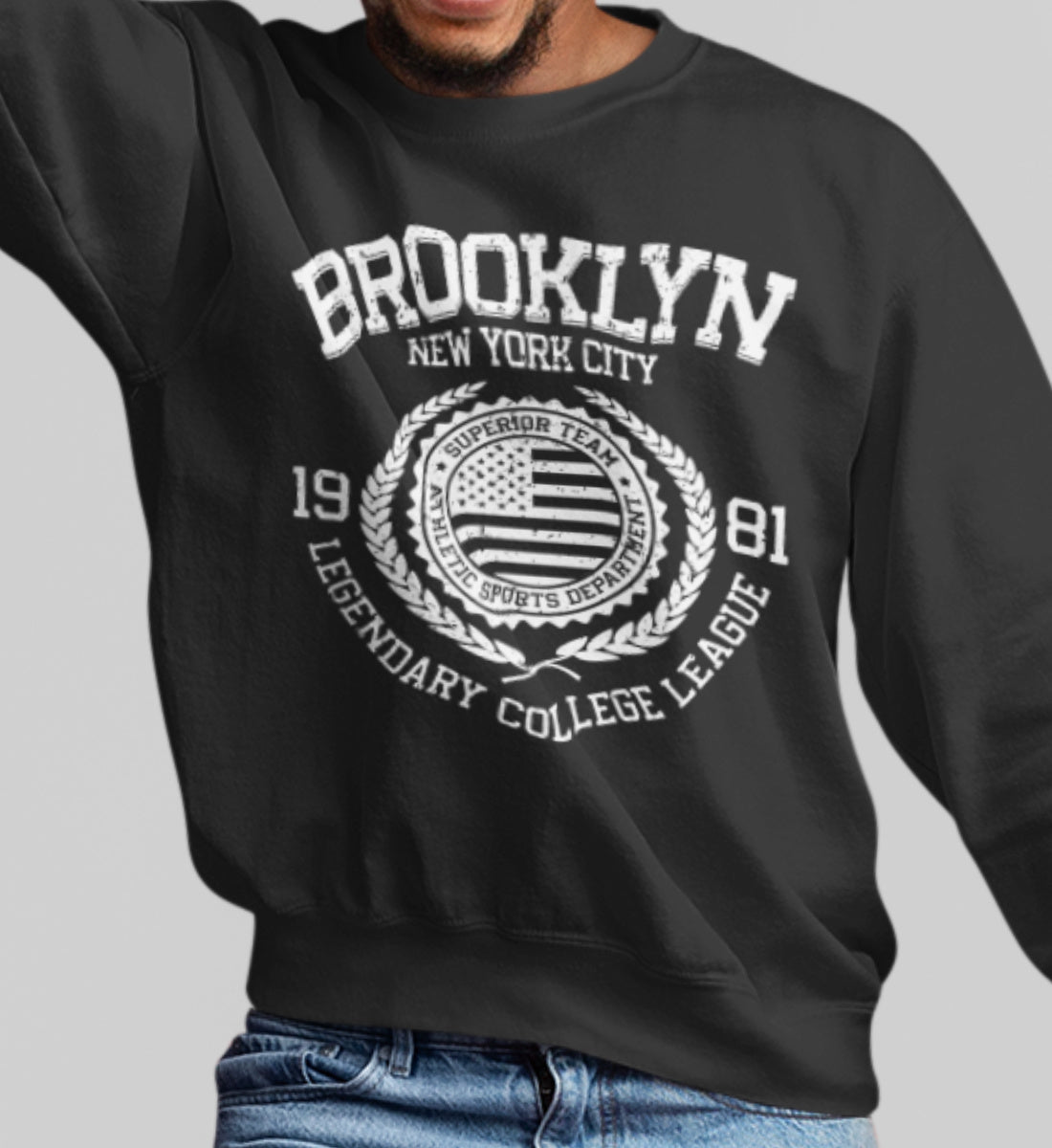 Brooklyn New York USA College League Design - Unisex Organic Sweatshirt ST/ST