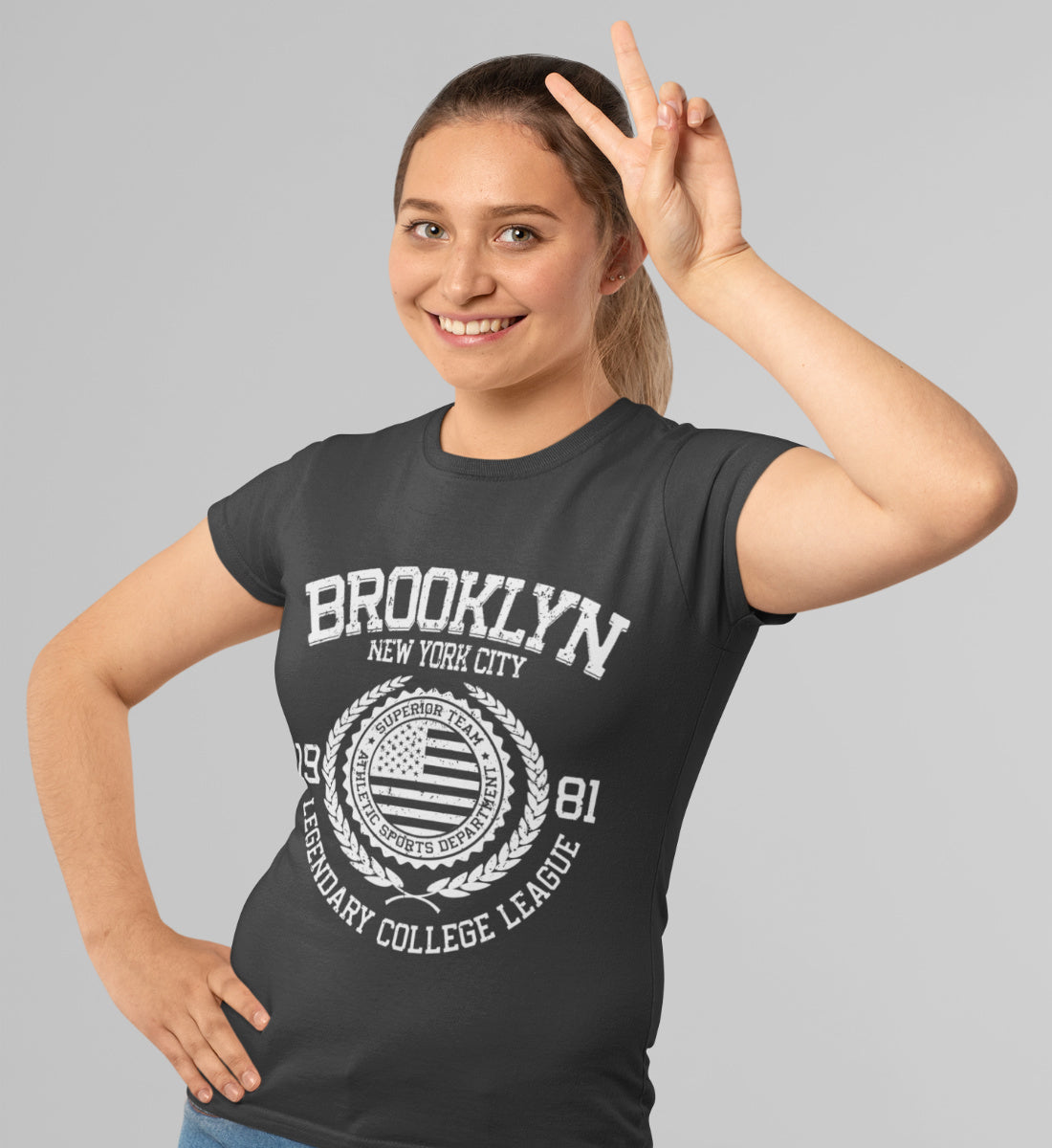 Brooklyn New York USA College League Design - Damen Premium Organic Shirt