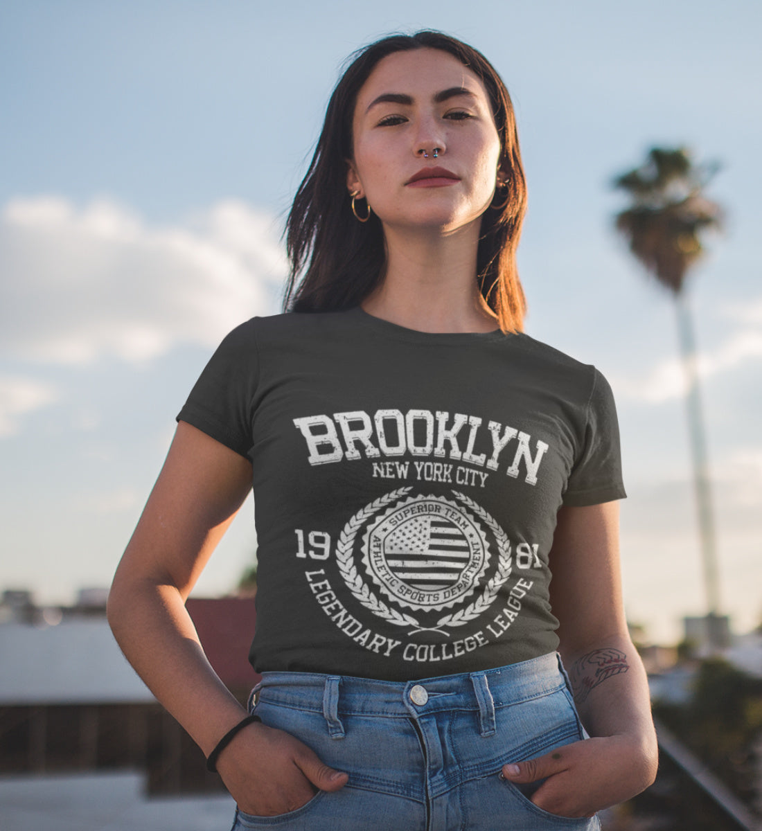 Brooklyn New York USA College League Design - Damenshirt