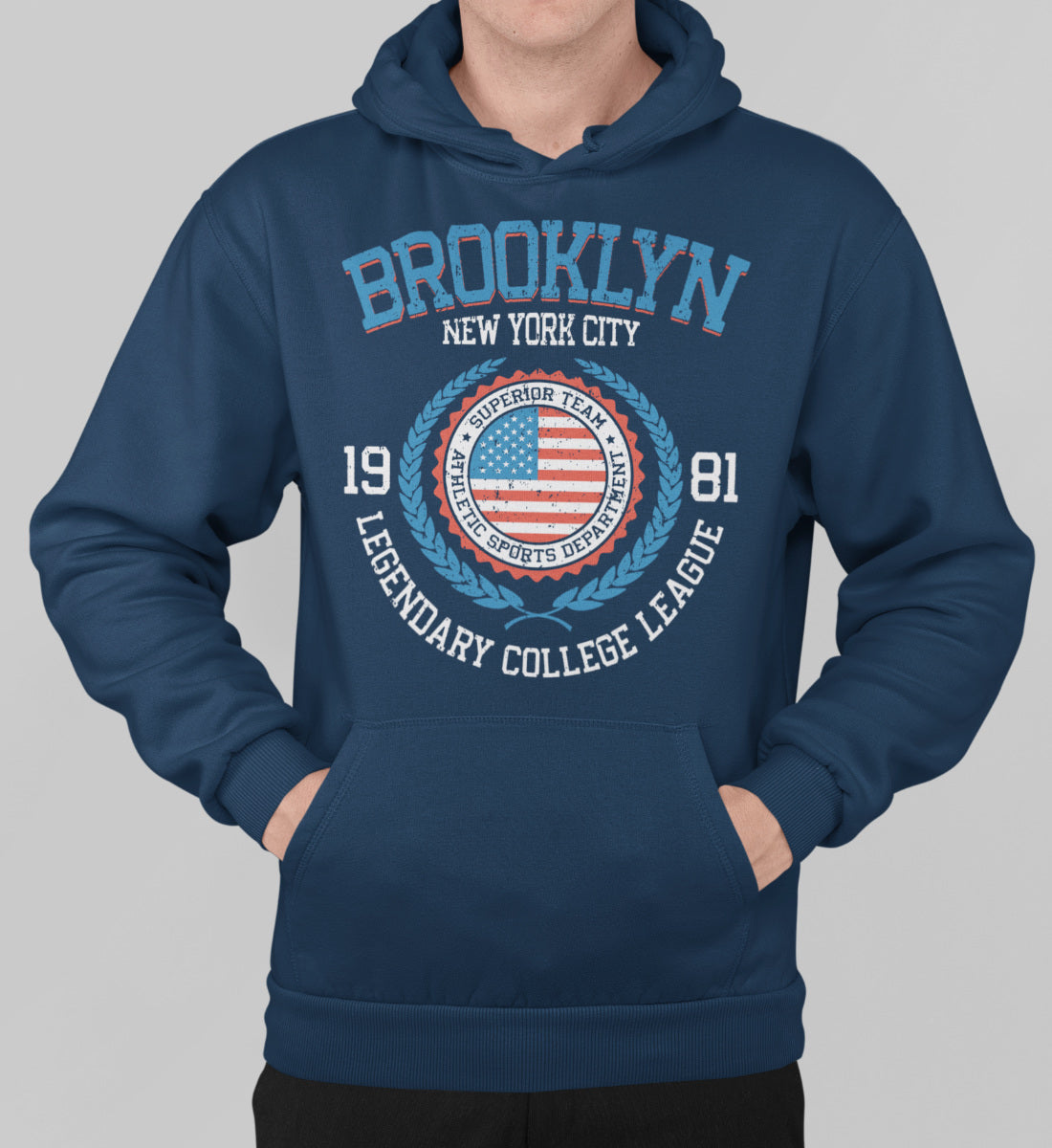 Brooklyn New York USA College League Design - Unisex Organic Hoodie