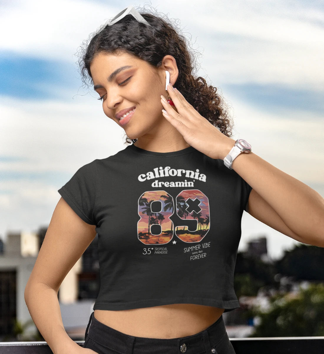 California Dreamin' - Summer Vibe Sunny Days Forever - Damen Organic Crop Top