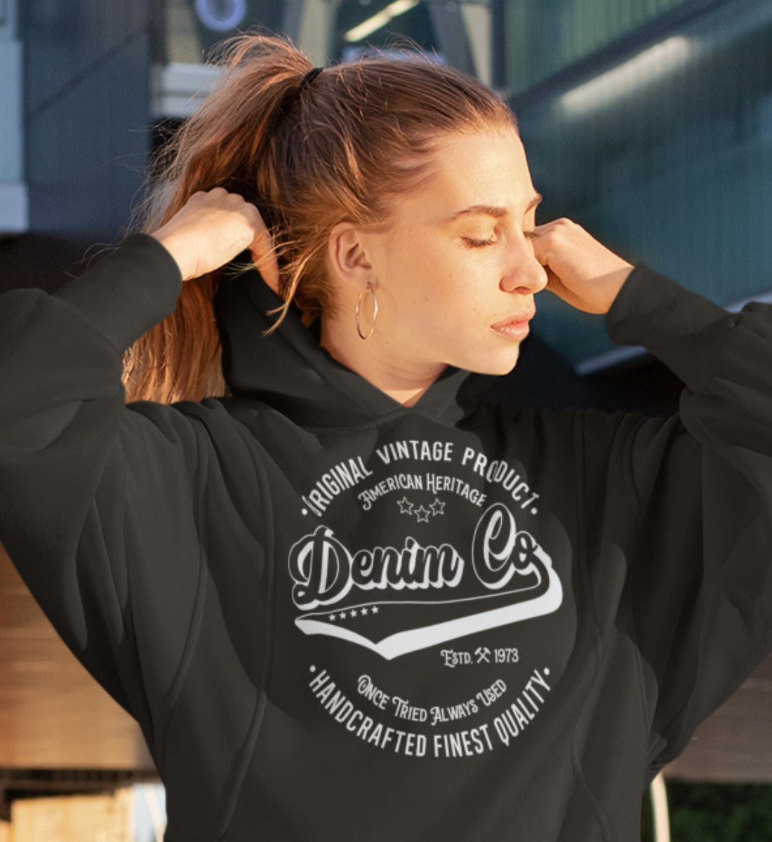 Denim Co. Original Vintage Product Handcrafted Quality - Damen Organic Hoodie ST/ST