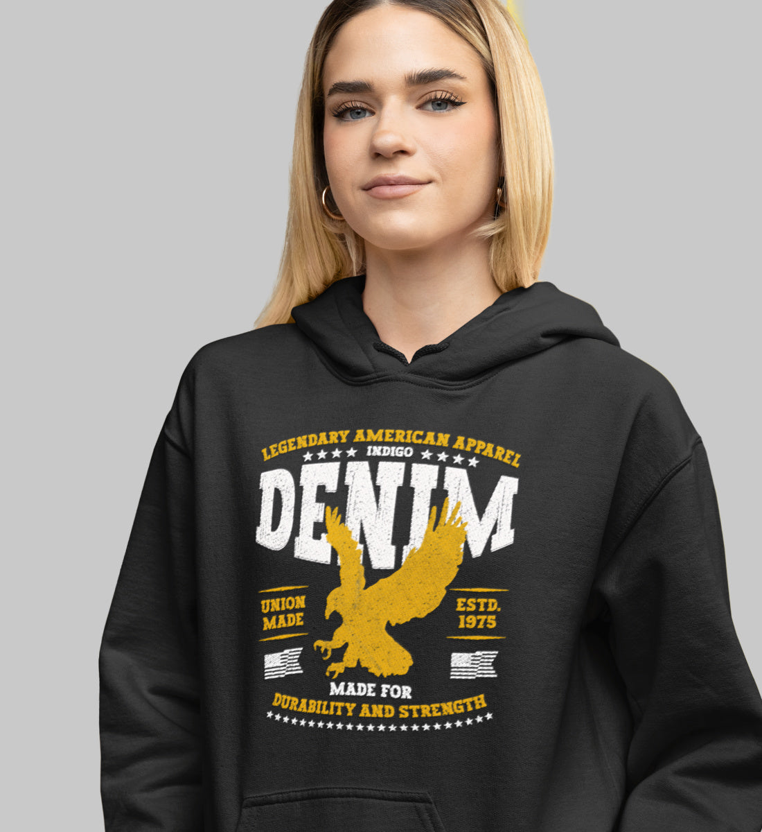 Legendary American Eagle Denim Apparel Durability & Strength - Damen Organic Hoodie ST/ST