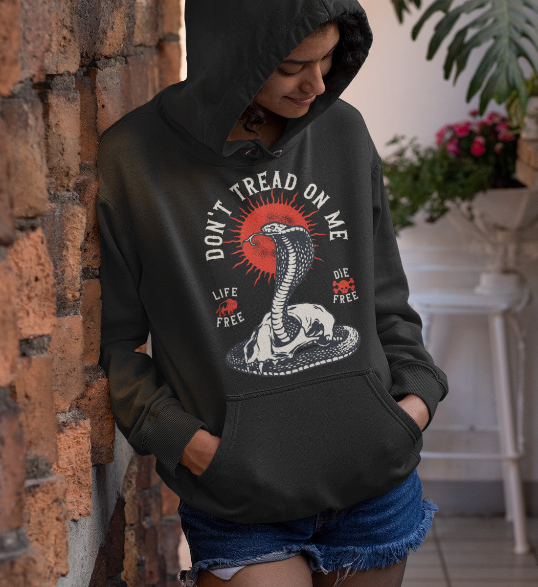 Don't Tread On Me - Life Free Die Free - Damen Organic Hoodie ST/ST