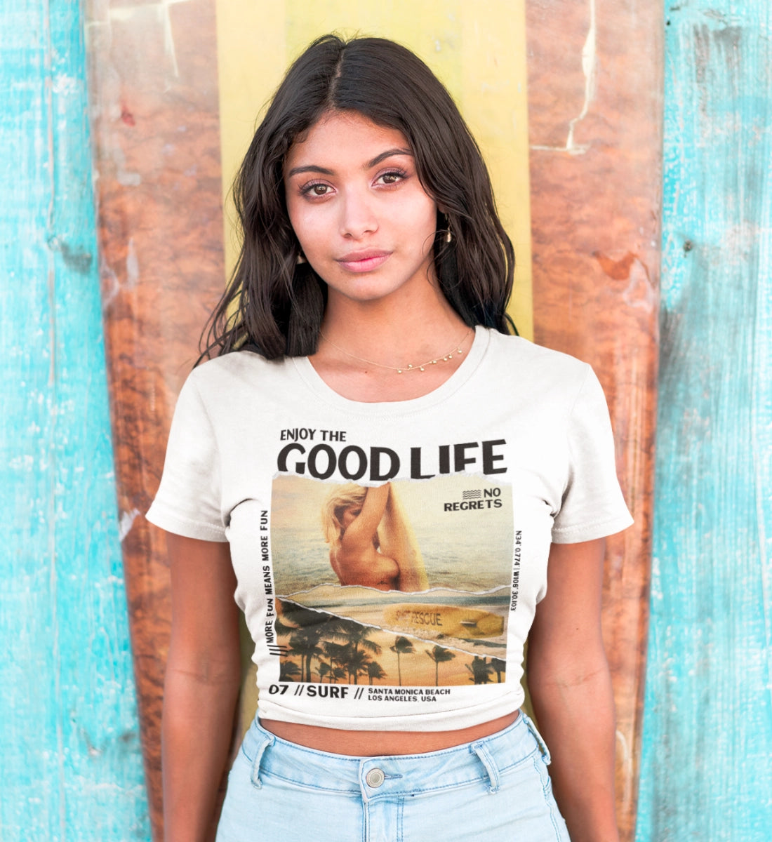 Surf - Enjoy The Good Life - Damen Organic Crop Top