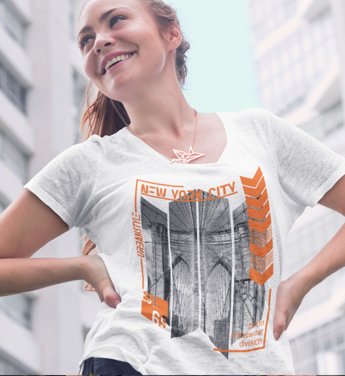 New York City Brooklyn Bridge - Damen Premium Organic Shirt