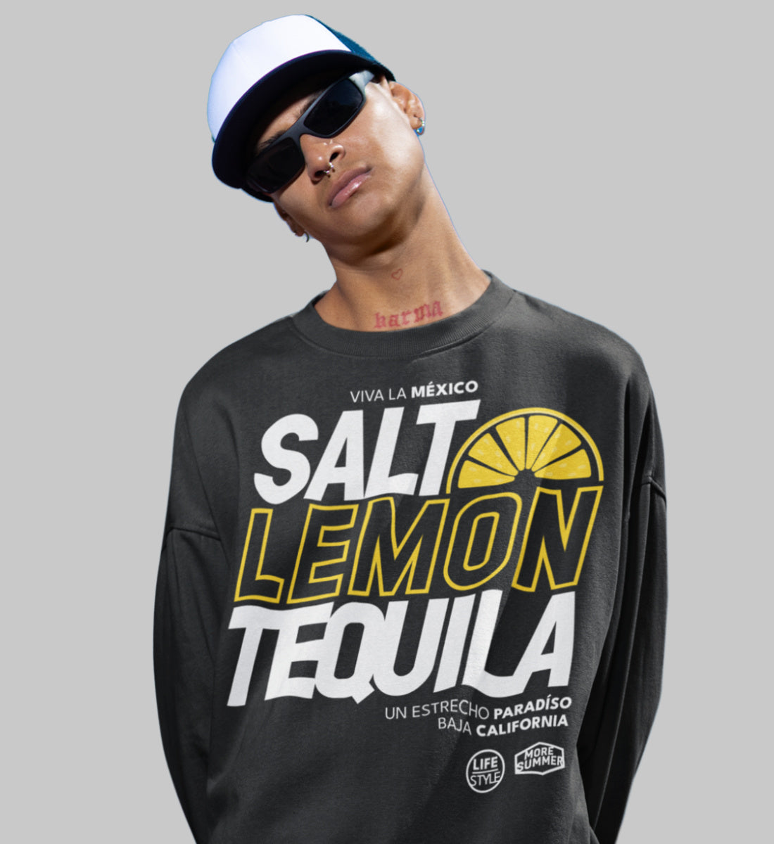 Salt Lemon Tequila Viva La Mexico - Unisex Organic Sweatshirt ST/ST
