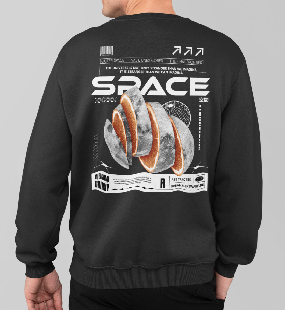 Space - Orange Moon - Streetwear - Unisex Organic Sweatshirt ST/ST