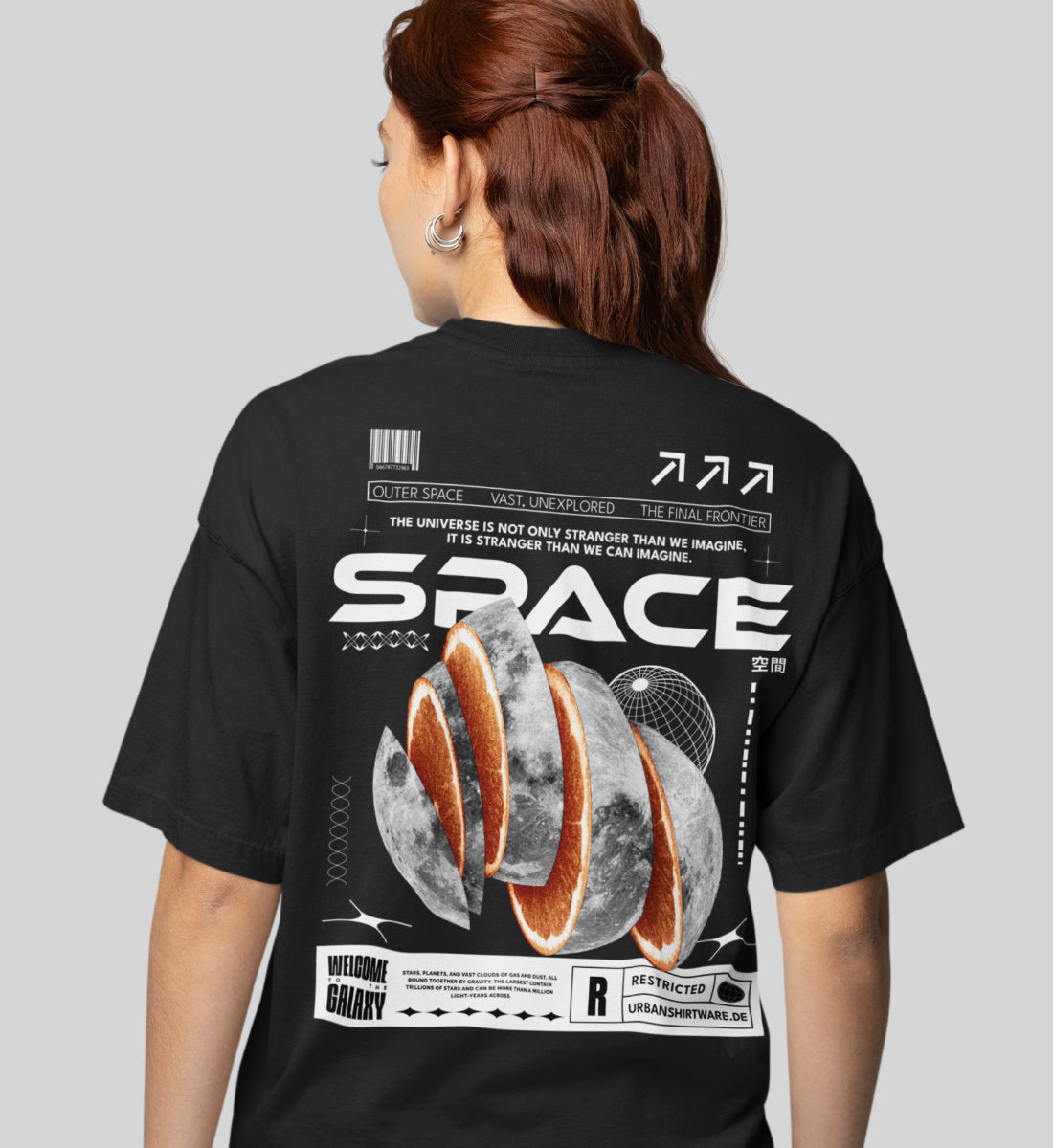 Space - Orange Moon - Streetwear - Damenshirt
