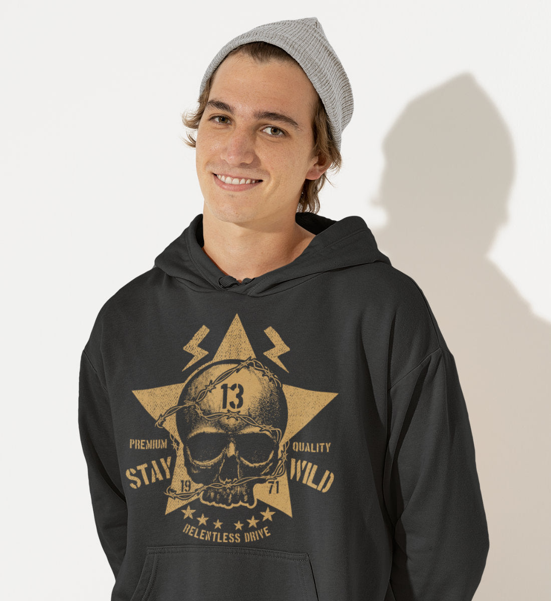 Stay Wild Skull - Relentless Drive - Premium Quality - Unisex Organic Hoodie