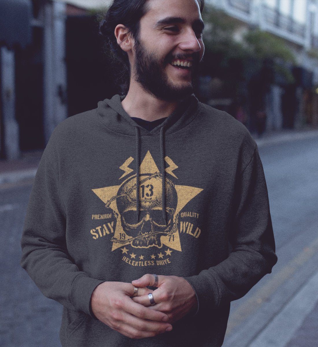 Stay Wild Skull - Relentless Drive - Premium Quality - Unisex Organic Hoodie