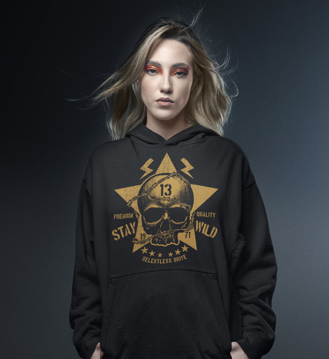 Stay Wild Skull - Relentless Drive - Premium Quality - Damen Organic Hoodie ST/ST