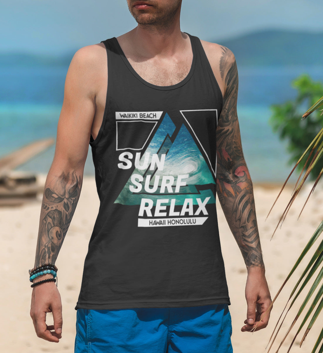 Sun Surf Relax Waikiki Beach Hawaii Honolulu - Herren Tanktop