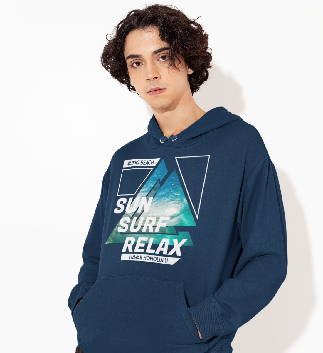 Sun Surf Relax Waikiki Beach Hawaii Honolulu - Unisex Organic Hoodie