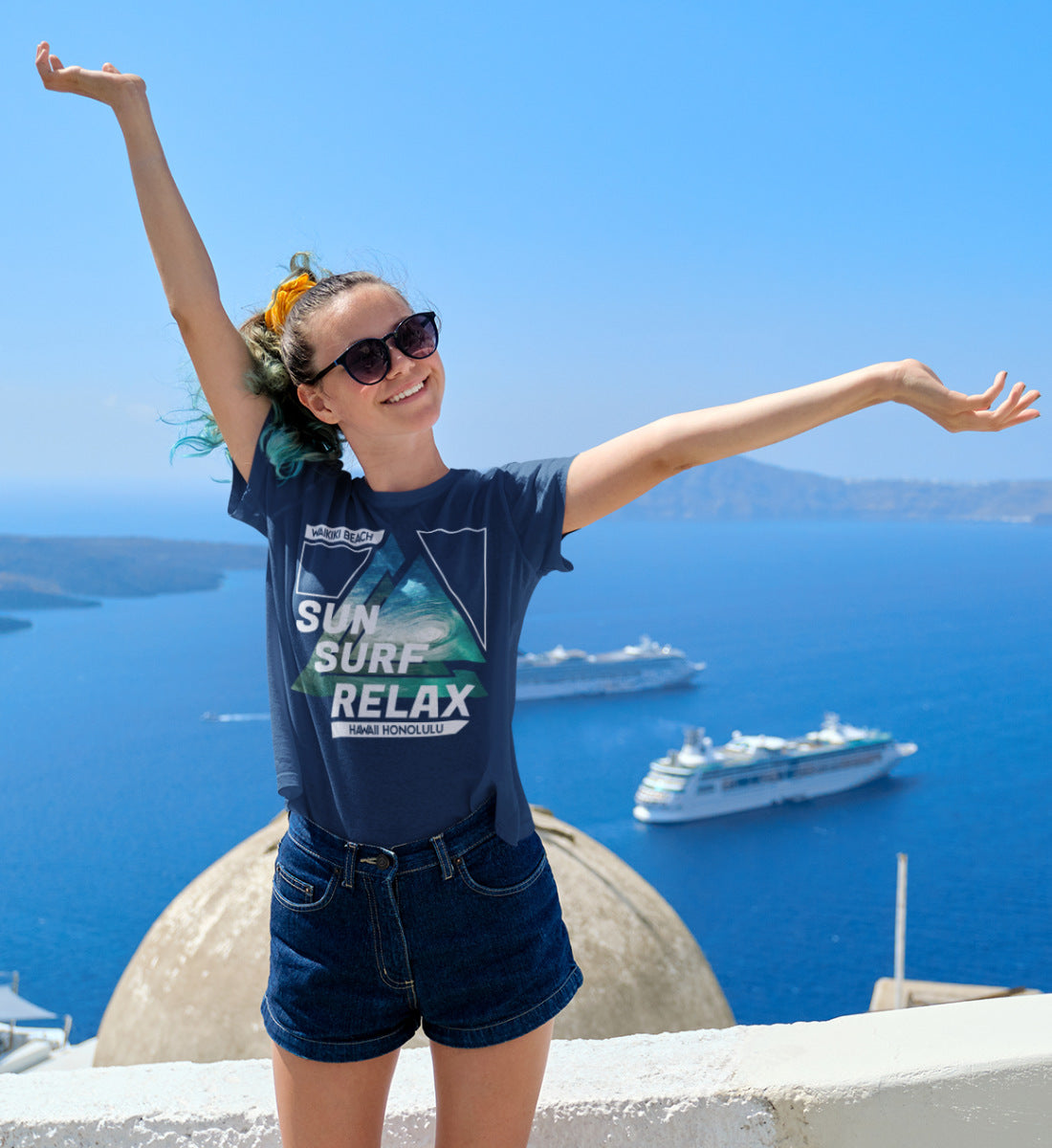 Sun Surf Relax Waikiki Beach Hawaii Honolulu - Damen Premium Organic Shirt