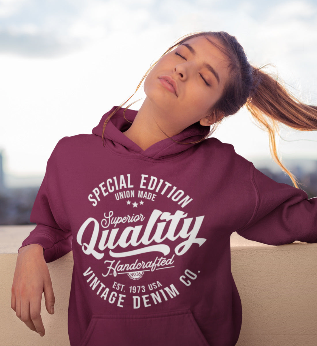 Superior Quality Handcrafted Vintage Style Denim - Unisex Organic Hoodie