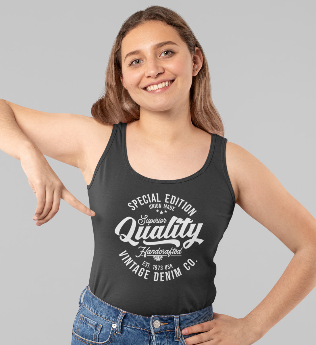 Superior Quality Handcrafted Vintage Style Denim - Damen Premium Organic Tanktop ST/ST