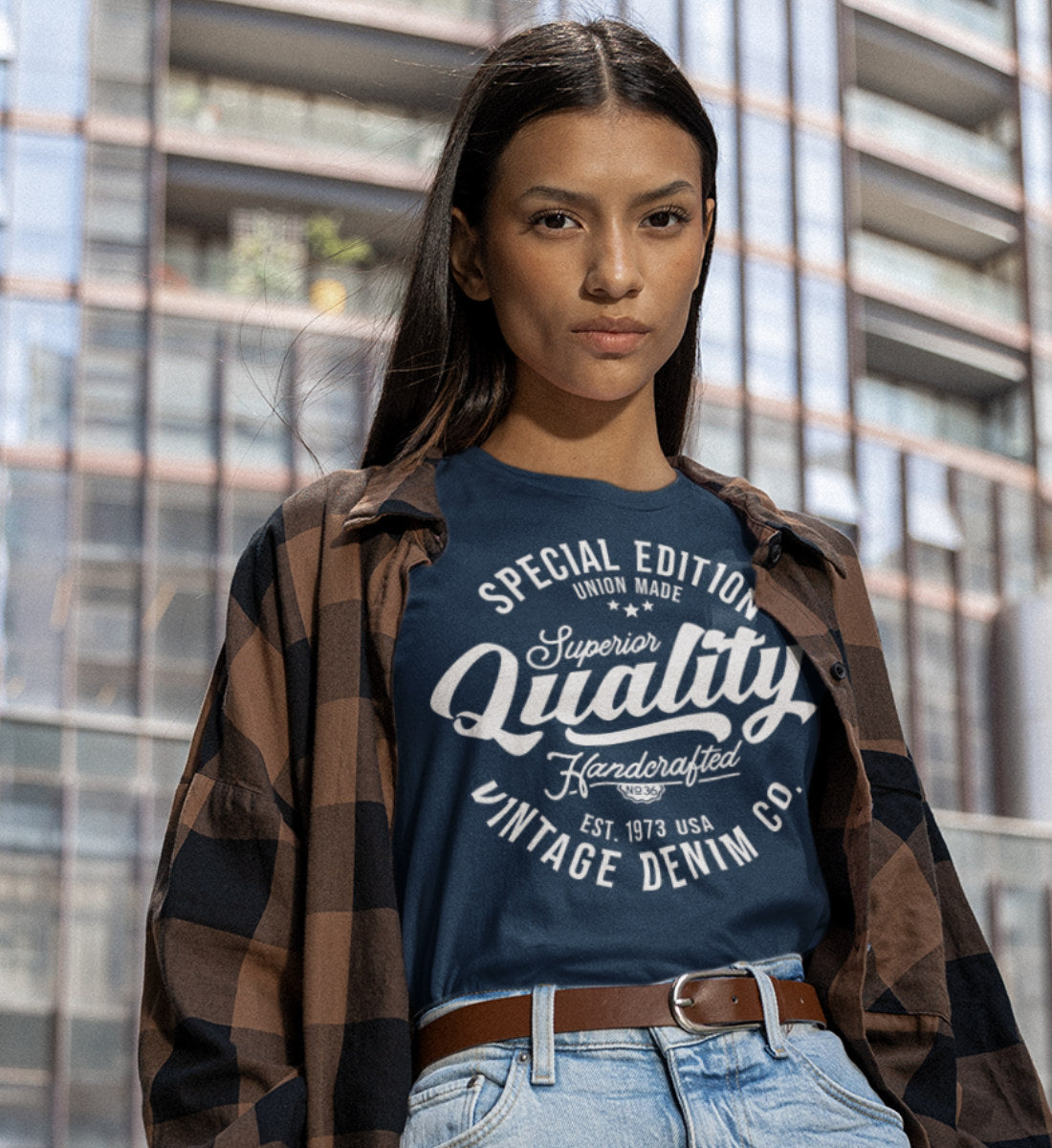 Superior Quality Handcrafted Vintage Style Denim - Damenshirt