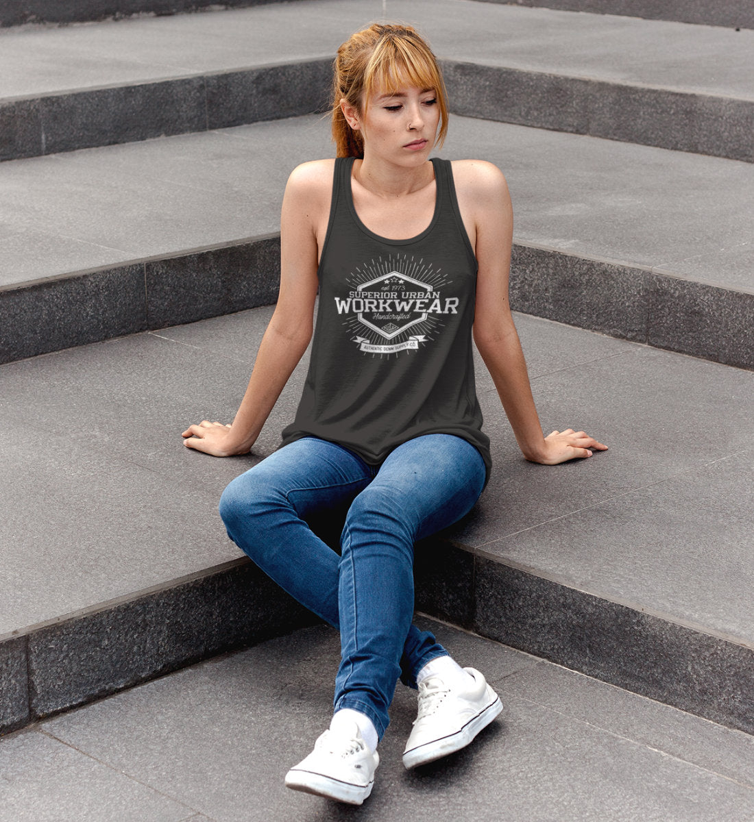 Superior Urban Workwear Handcrafted Vintage Denim - Damen Premium Organic Tanktop ST/ST