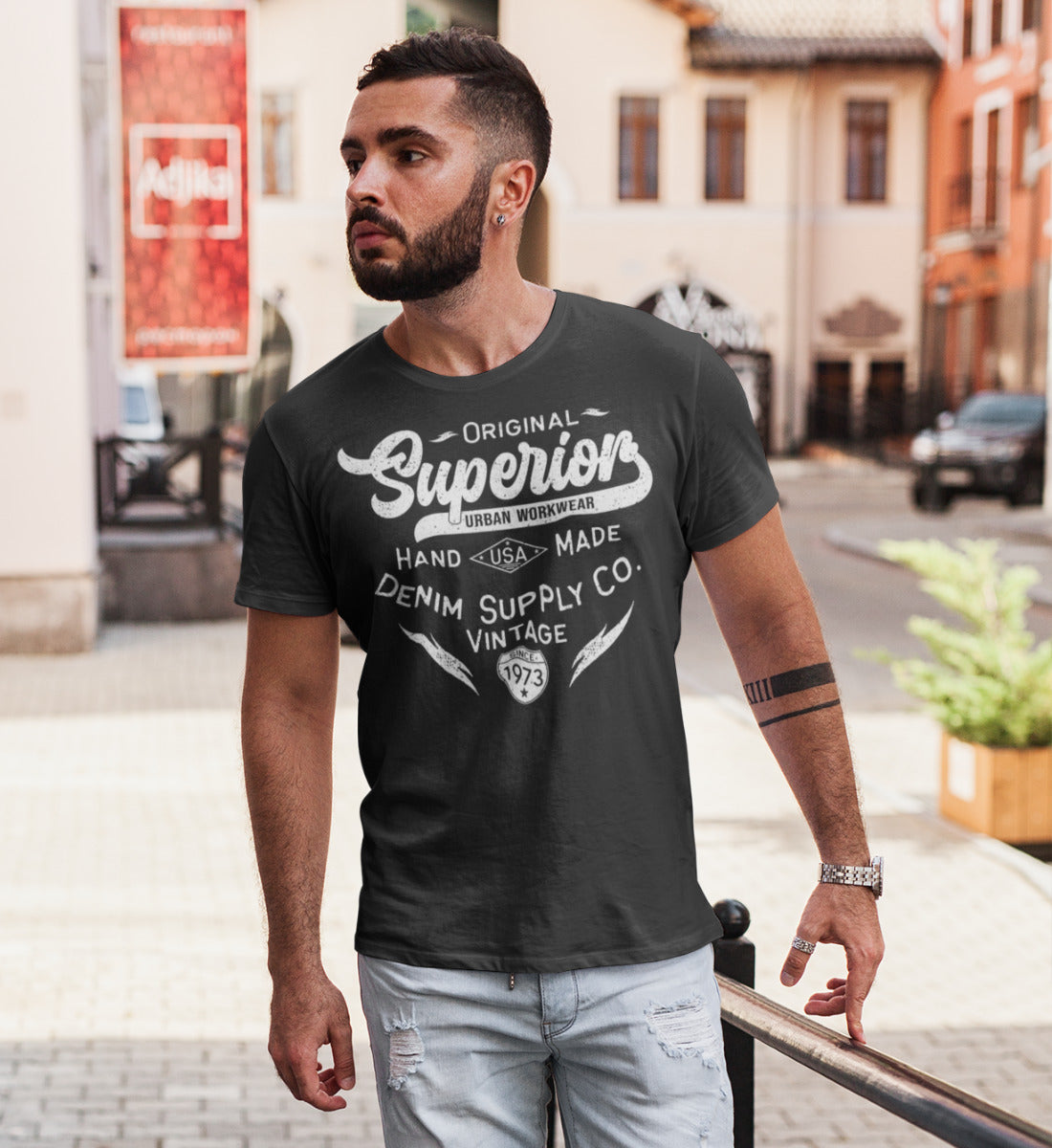 Original Superior Urban Workwear Vintage Denim - Herren Premium Organic Shirt