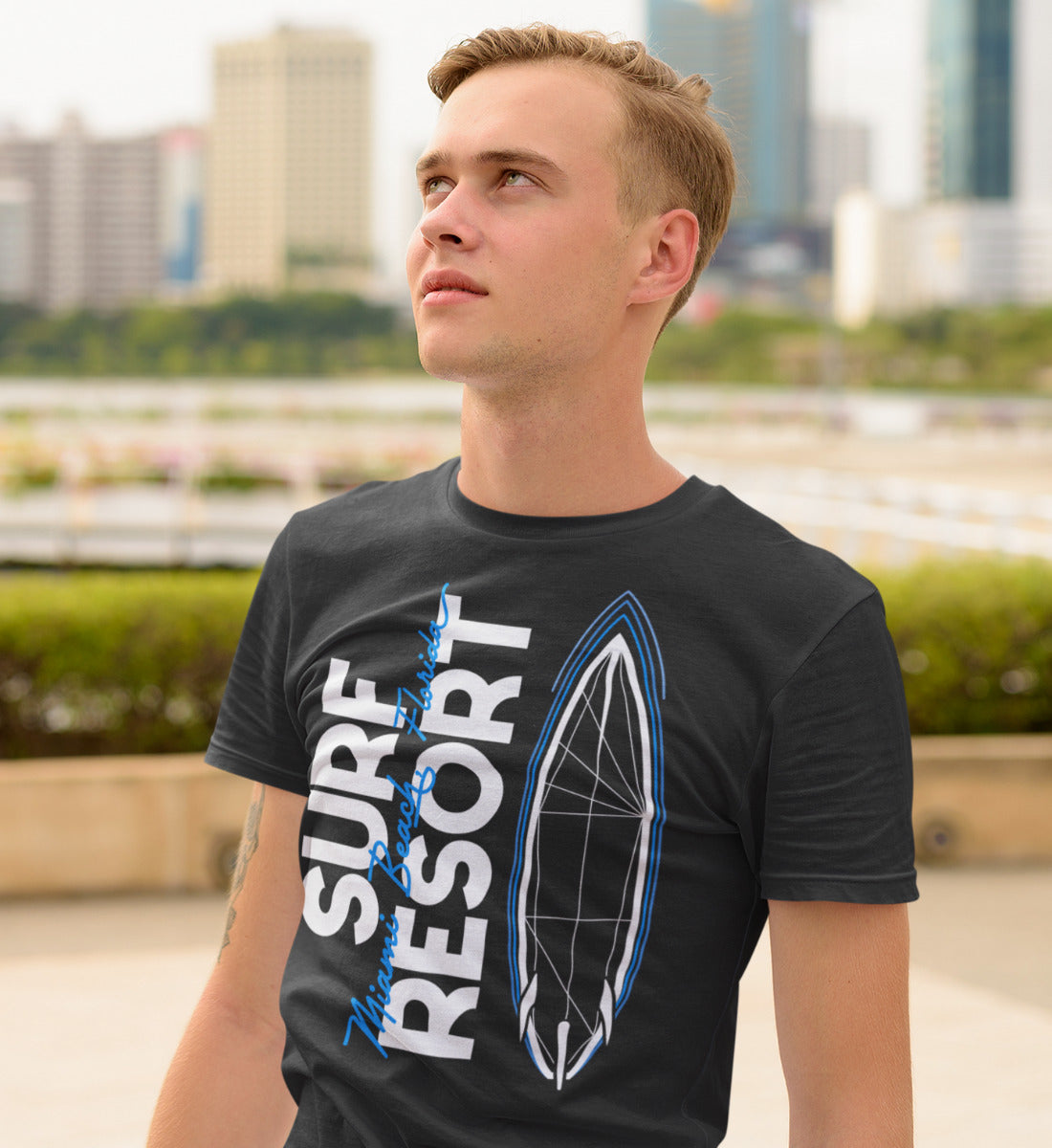 Surfboard Blueprint Miami Beach Surf Resort - Herren Shirt