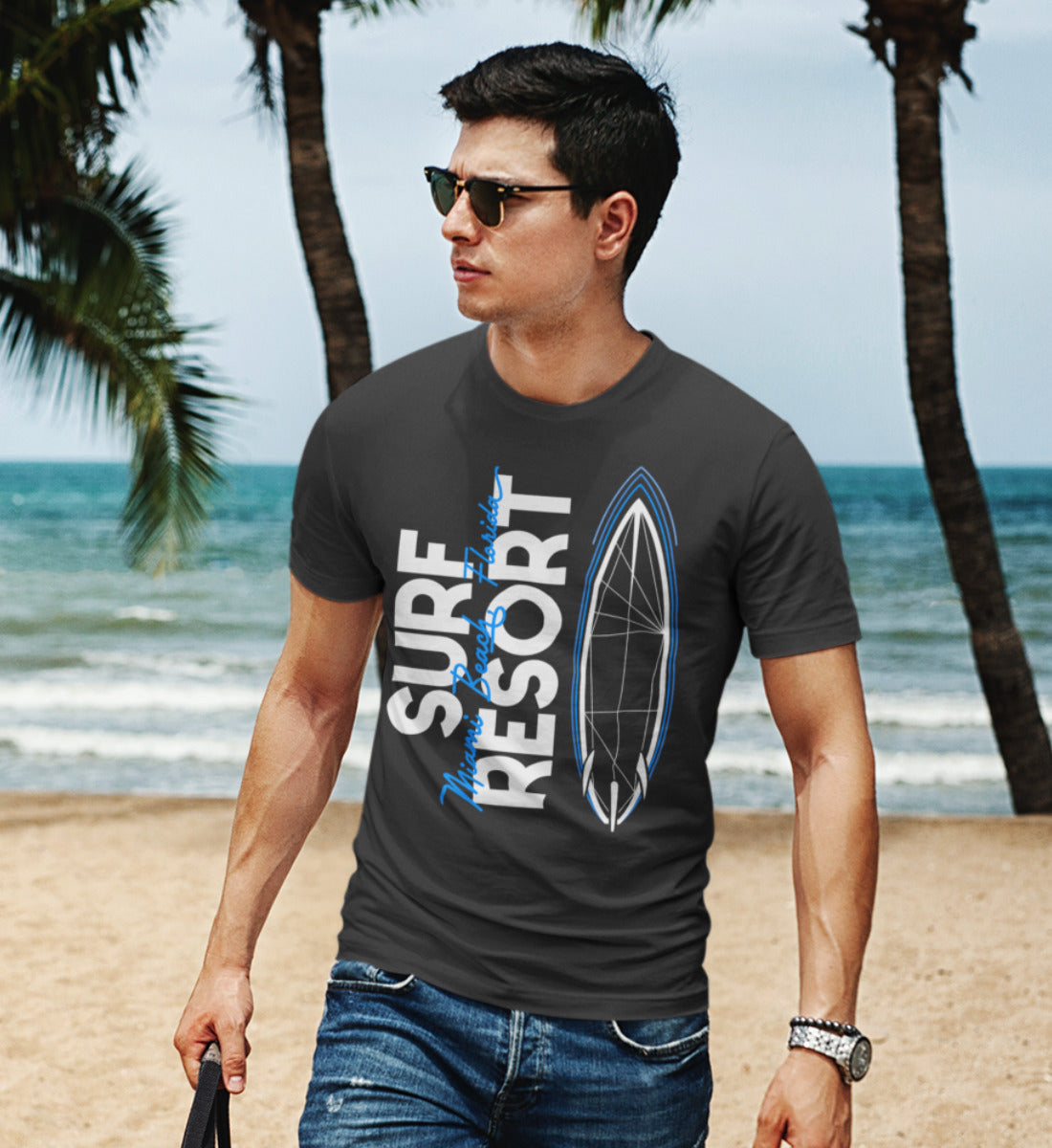 Surfboard Blueprint Miami Beach Surf Resort - Herren Premium Organic Shirt