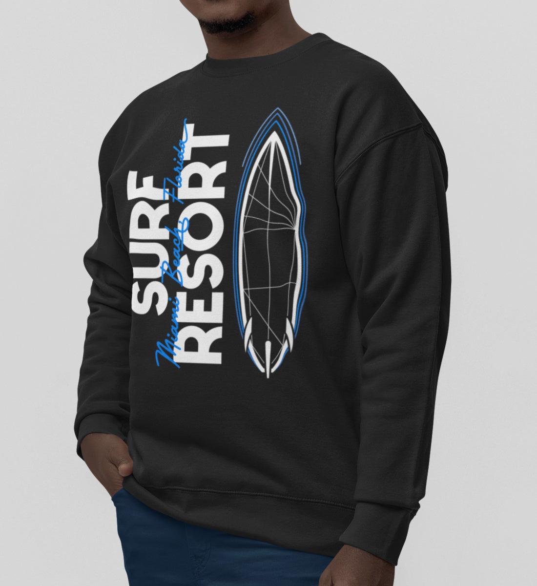Surfboard Blueprint Miami Beach Surf Resort - Unisex Organic Sweatshirt ST/ST