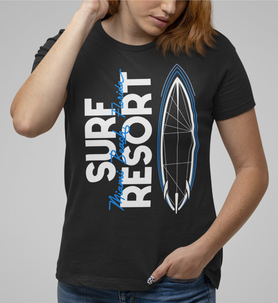 Surfboard Blueprint Miami Beach Surf Resort - Damen Premium Organic Shirt