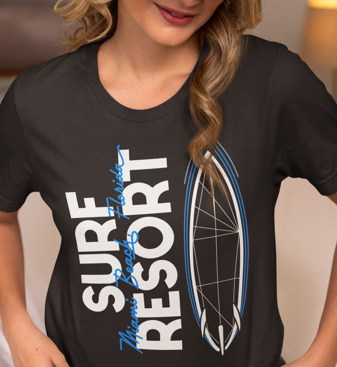 Surfboard Blueprint Miami Beach Surf Resort - Damenshirt