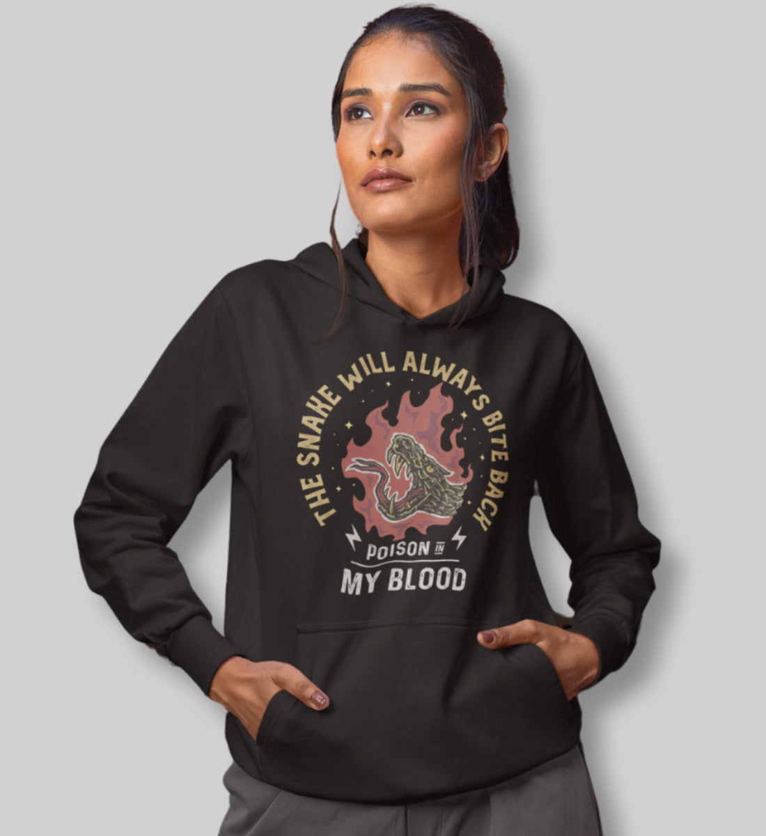 The Snake Will Always Bite Back - Poison In My Blood - Unisex Organic Hoodie