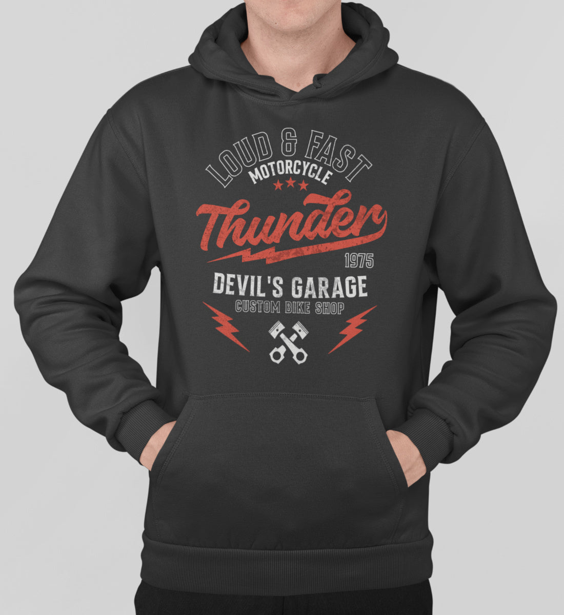 Thunder - Loud & Fast Motorcycle - Custom Devil's Garage - Unisex Organic Hoodie