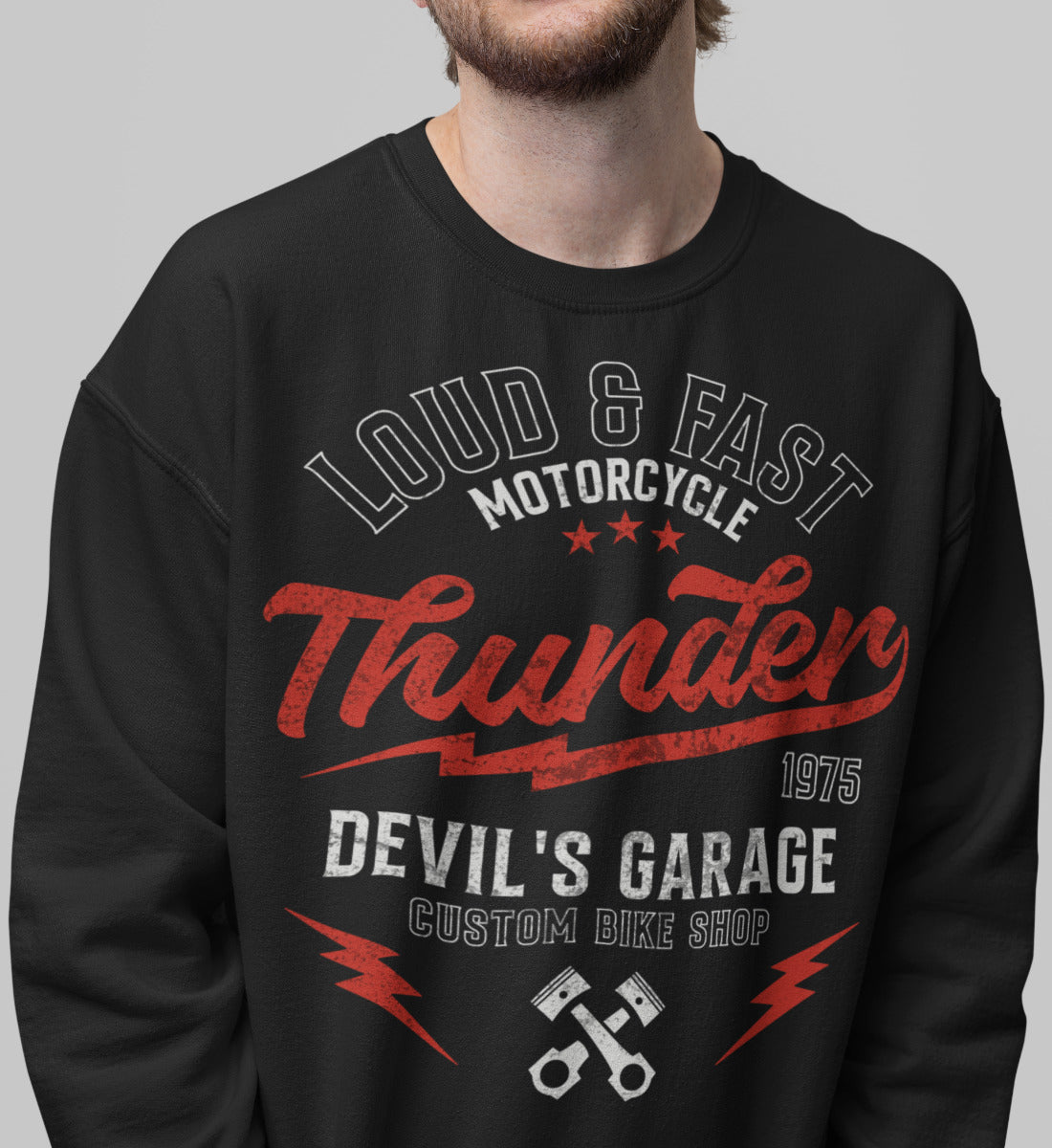 Thunder - Loud & Fast Motorcycle - Custom Devil's Garage - Unisex Organic Sweatshirt ST/ST