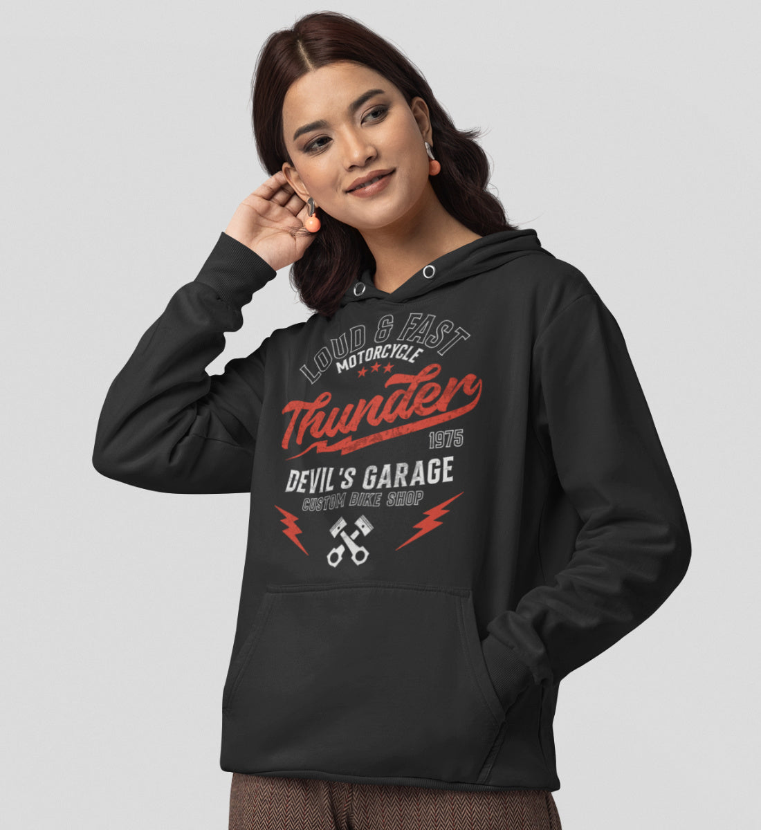 Thunder - Loud & Fast Motorcycle - Custom Devil's Garage - Damen Organic Hoodie ST/ST