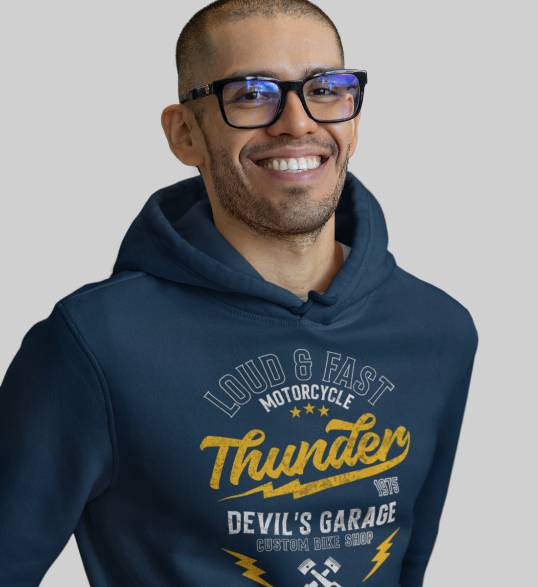 Thunder - Loud & Fast Motorcycle - Custom Devil's Garage - Unisex Organic Hoodie