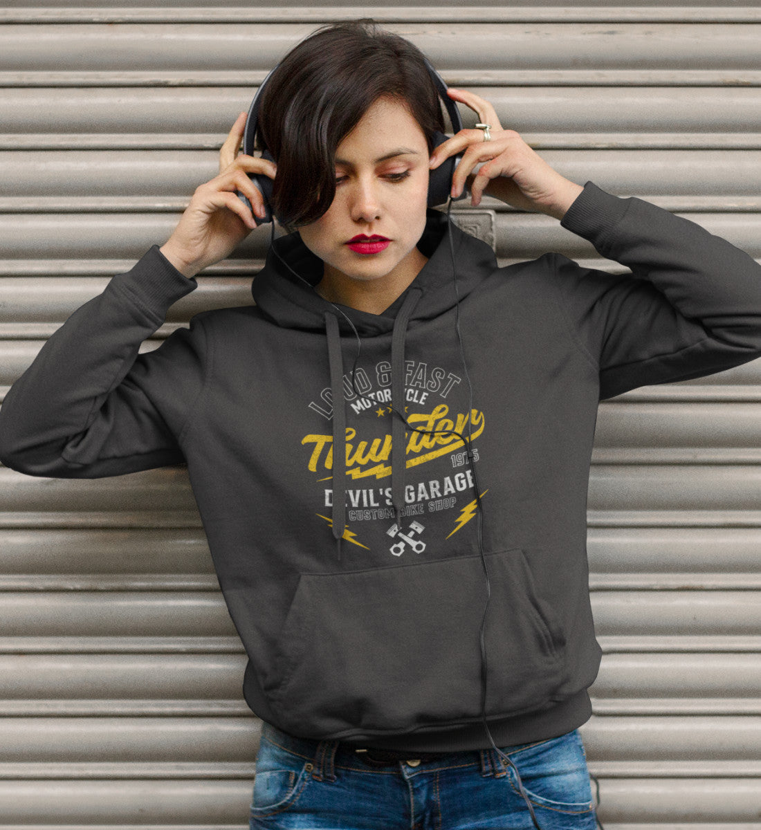 Thunder - Loud & Fast Motorcycle - Custom Devil's Garage - Damen Organic Hoodie ST/ST
