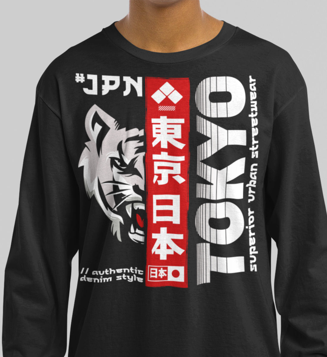 Tokyo Japan Wolf Superior Urban Streetwear - Unisex Organic Sweatshirt ST/ST